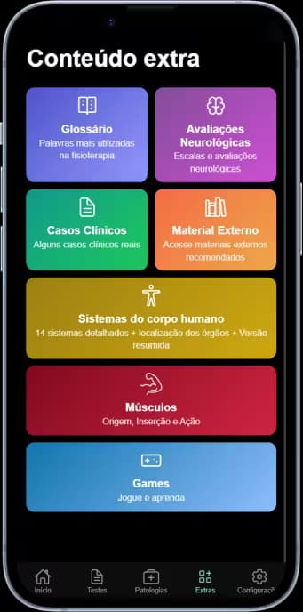 Tela de materiais extras